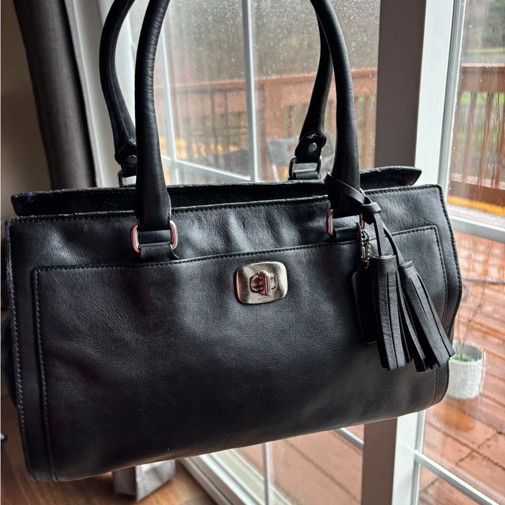 Coach Legacy C1376-25359 Black Leather Chelsea Turn Lock Carryall Satchel EUC - Picture 9 of 13